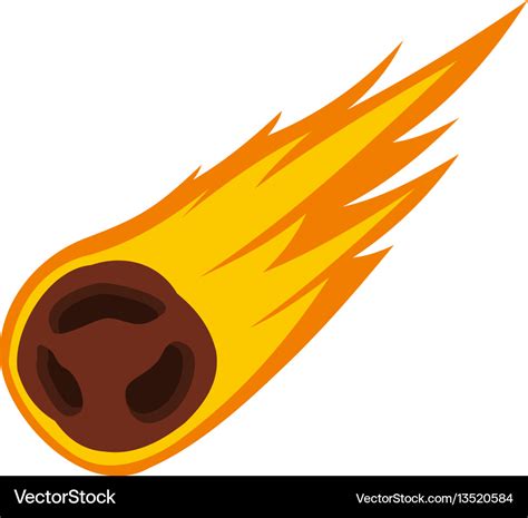 Flame Meteorite Icon Flat Style Royalty Free Vector Image