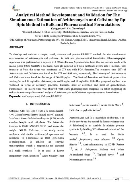 Pdf Analytical Method Development And Validation For The Simultaneous