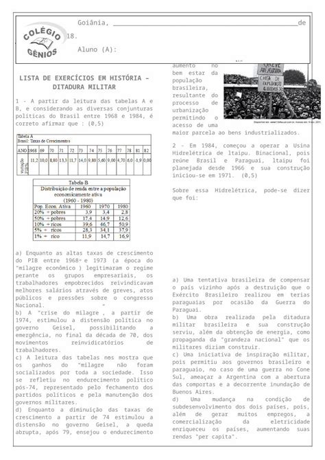 DOCX Web viewLISTA DE EXERCÍCIOS EM HISTÓRIA DITADURA MILITAR 1