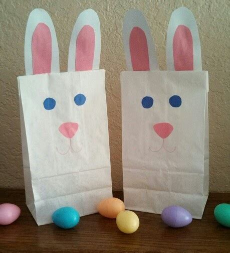 Easter Bunny Goodie Bags White Paper Lunch Sacks Construction Paper