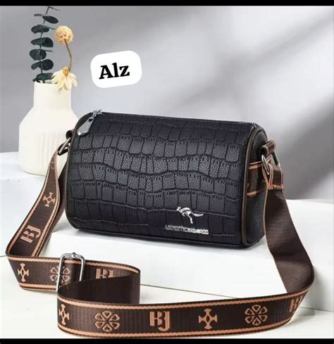 Self Pu Leather Premium Quality Cylindrical Broad Belt Side Sling Bag