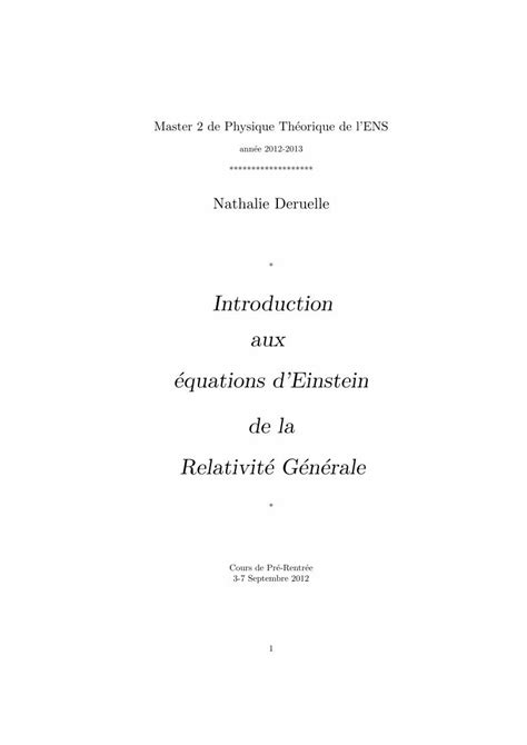 PDF Introduction Aux Equations DEinstein De La Relativit E G