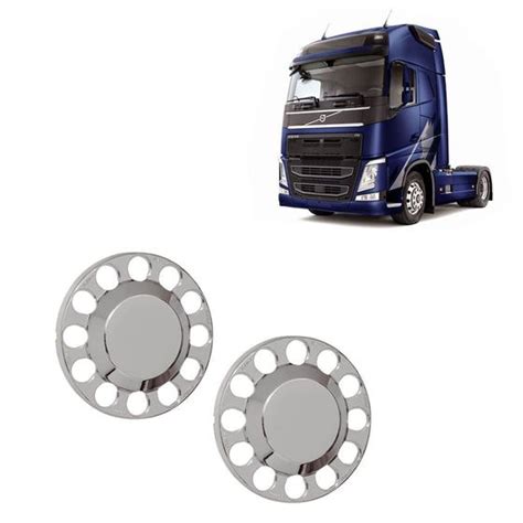 2 Capa Para Cubo De Roda P Volvo FH FM NH Traseira Cromada Fabbof