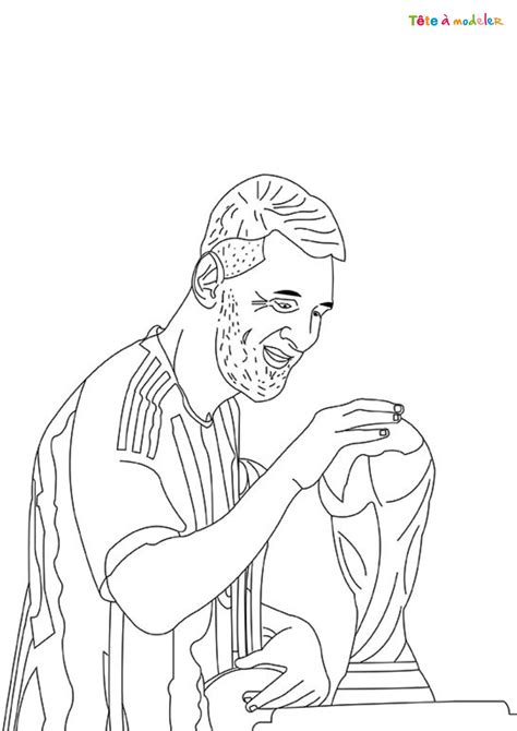 Coloriage Messi à la coupe du monde à imprimer avec Tête à modeler