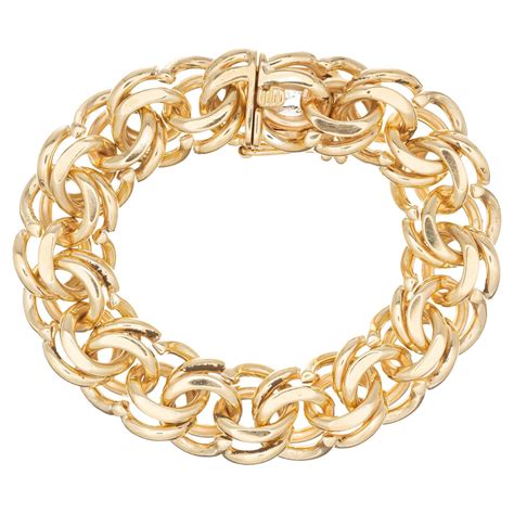 Heavy Solid Gold Double Spiral Link Charm Bracelet At Stdibs Heavy