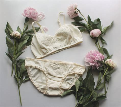 Natural Organic Cotton Bridal Lingerie Bra And Panties Set