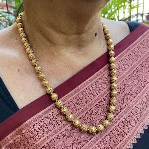 Antique Gold Beaded Necklace Matar Mala Indian Jewelry Etsy