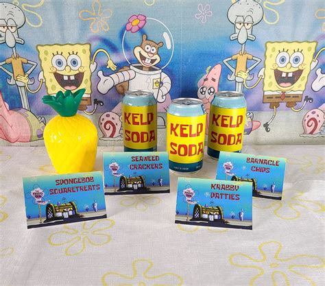 Spongebob Squarepants Food Tent Labels Etsy