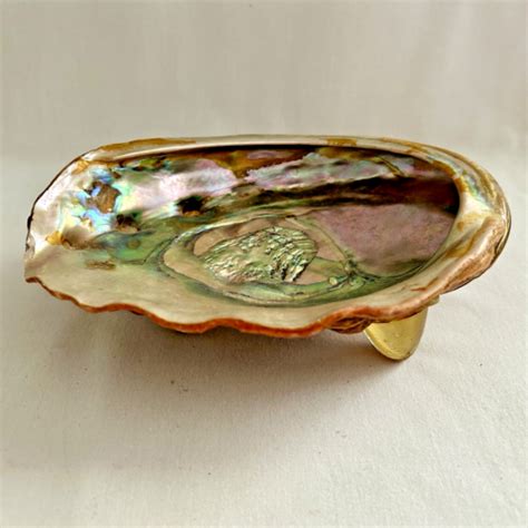 Natural Abalone Seashell Smudging Dish Bowl Footed Incense Burner Ebay