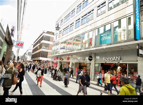 Pedestrians On The Busy Shopping Street Drottninggatan Stockholm Stock