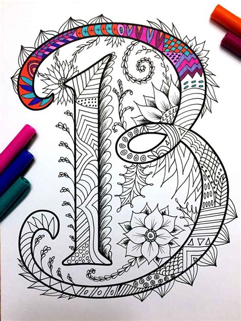 Letter B Coloring Page Inspired By The Font Etsy Coloring Books