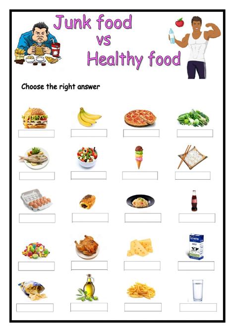 Junk Food Vs Healthy Food Worksheet Healthy And Unhealthy Food Junk