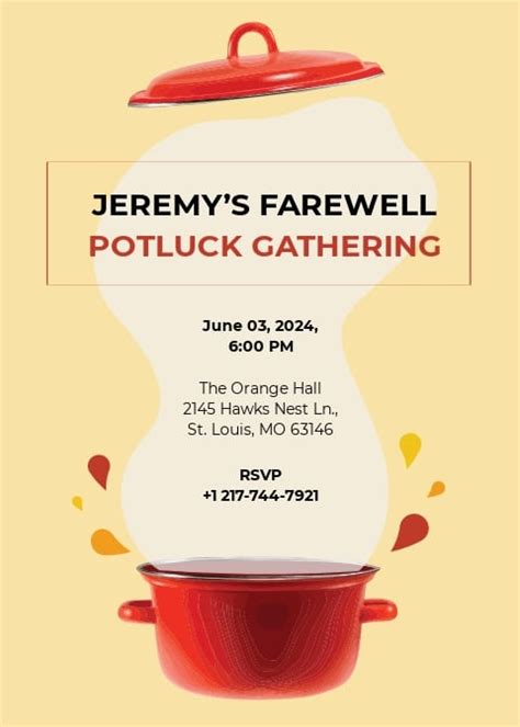 Farewell Potluck Invitation Template Free Pdf Word Doc Psd