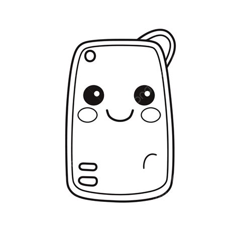 Drawing Of A Cute Cartoon Cell Phone With Eyes Outline Sketch Vector, Car Drawing, Phone Drawing ...