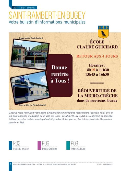 Saint Rambert En Bugey Votre Bulletin D Informations Municipales Docslib