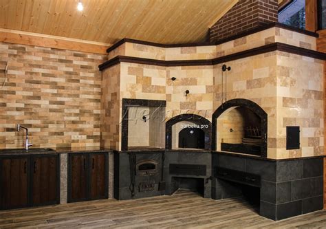 Беседка с барбекю комплексом с казаном, мангалом и русской печью ...