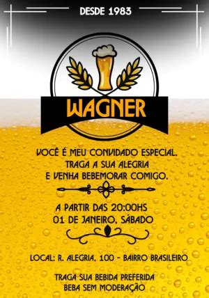 Convite Aniversário Boteco e Cerveja Edite grátis nosso editor online