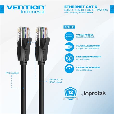 Promo Vention Ibe M Kabel Lan Ethernet Rj Cat Utp Black Ibebh