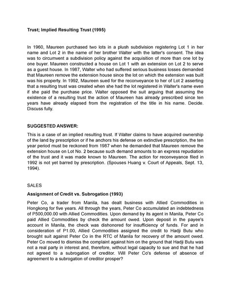 LAW Partnership 12 Trust Implied Resulting Trust 1995 In 1960