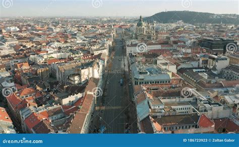 Budapest Hungary 4K Aerial View Of Bajcsy Zsilinszky Street On A