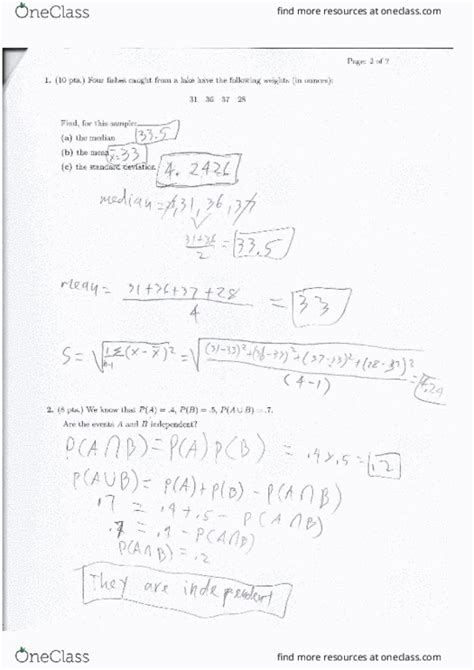 Math Midterm Exam Oneclass