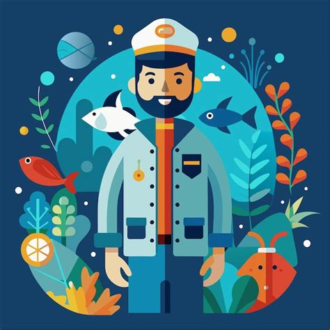 Marine Biologist Vector Flat Style Illustration Premium Ai Generated