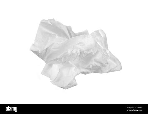 Used Screwed Paper Tissue Isolated On White Background Crumpled Tissue