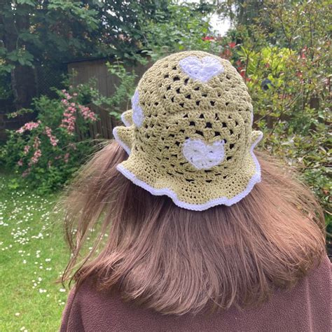 Crochet Hearts Bucket Hat Aesthetic Cottagecore Indie Etsy