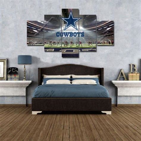 Dallas Cowboys Logo Stadium Sport 5 Panel Canvas Art Wall Decor Houston Wall