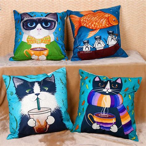 Cute Cartoon Cat Pillow Cover Animal Pillow Case Home Decorative Pillowcase-in Pillow Case from ...