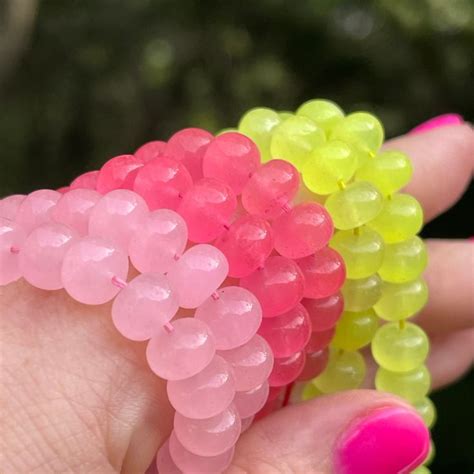 Hot Pink And Light Pink And Lime Green Hydro Quartz Beads 7 5mm 8mm