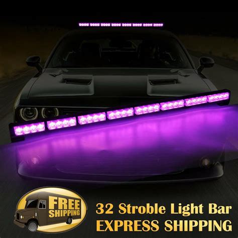 35 32led Truck Traffic Advisor Emergency Hazard Warning Strobe Light Bar Purple For Sale