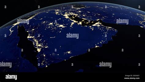 Arabian Peninsula In The Earth Planet Rotating From Space Stock Photo