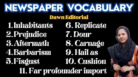 Dawn Editorial Vocabulary Newspaper Vocabulary Youtube