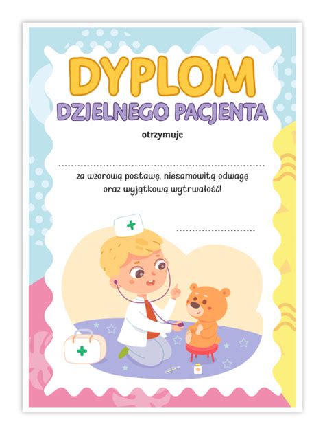 Dyplom Dzielny Pacjent MAŁY LEKARZ LearnHow pl