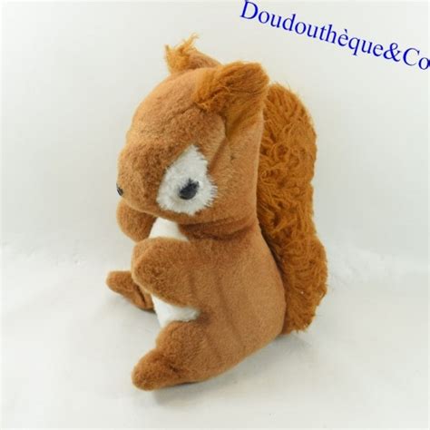 Peluche écureuil BETTELLA marron assis Vintage 29 cm SOS doudou