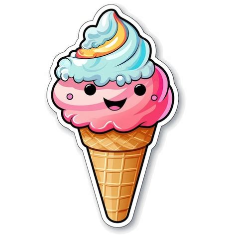 Premium AI Image | A cartoon ice cream cone with a smiling face