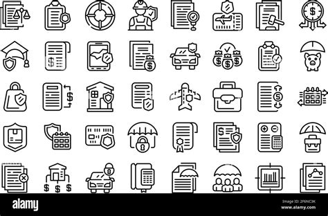 Liability Icons Set Outline Set Of Liability Vector Icons For Web