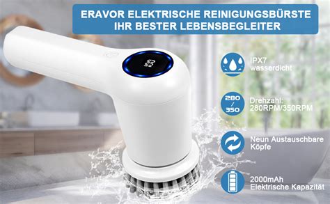 ERAVOR Elektrische Reinigungsbürste Mit 5 Auswechselbaren Bürstenköpfen