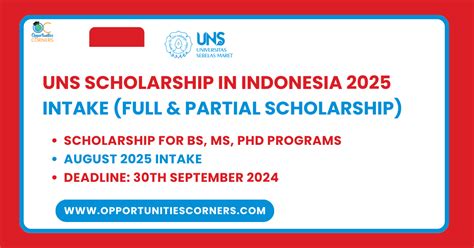 UNS Scholarship In Indonesia 2025 Intake Full Partial