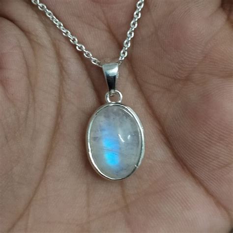 Natural Moonstone Gemstone Sterling Silver Pendant Shraddha Shree Gems