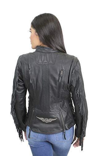 Harley Davidson Womens Boone Fringed Winged Bands Patch Leather Jacket