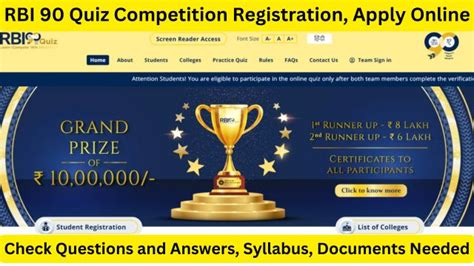 Rbi 90 Quiz Competition 2024 Registration Questions And Answers