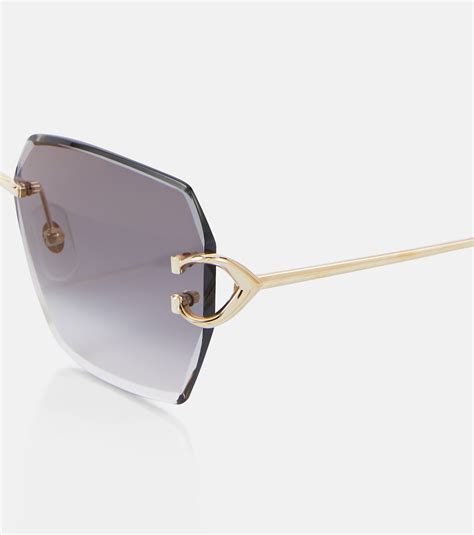 Signature C De Cartier Square Sunglasses In Gold Cartier Eyewear Collection Mytheresa