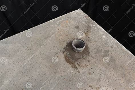 The Passage Of The Sewage Pipe Through The Concrete Floor Slab Stock