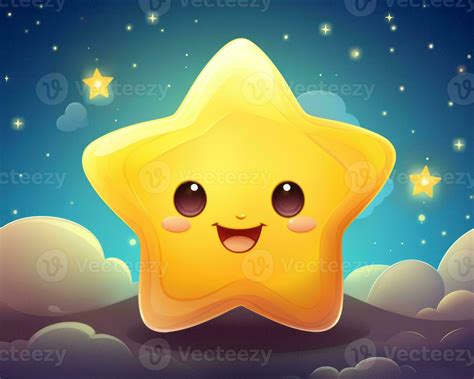 a cartoon star in the night sky with clouds and stars generative ai 28373805 Stock Photo at Vecteezy