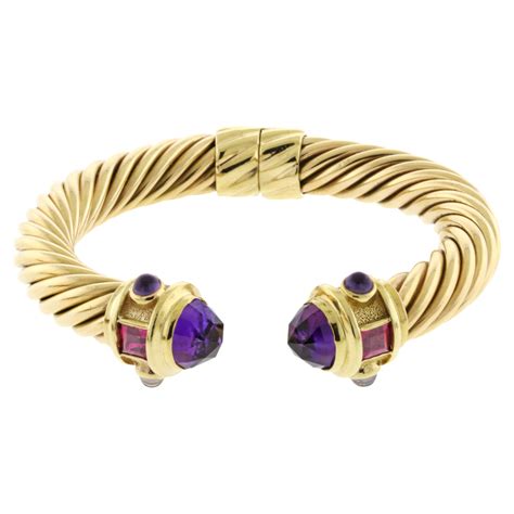 14 Karat Yellow Gold Amethyst Aquamarine And Citrine Bracelet At