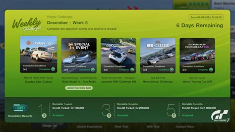 Gran Turismo Weekly Challenge December Week All Events Total