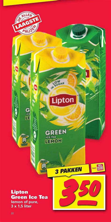 Lipton Green Ice Tea Lemon Of Pure Aanbieding Bij Nettorama Folders Nl