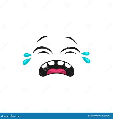 Offended Crying Emoticon Tears On Eyes Isolated Stock Vector Illustration Of Crazy Cartoon